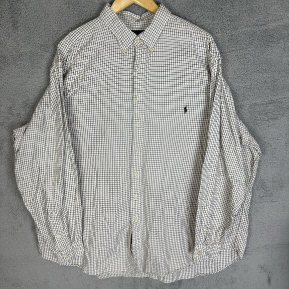 Ralph Lauren Shirt Mens 3XLT Cream Check Long Sleeve Button Down Classic Fit - Picture 1 of 8